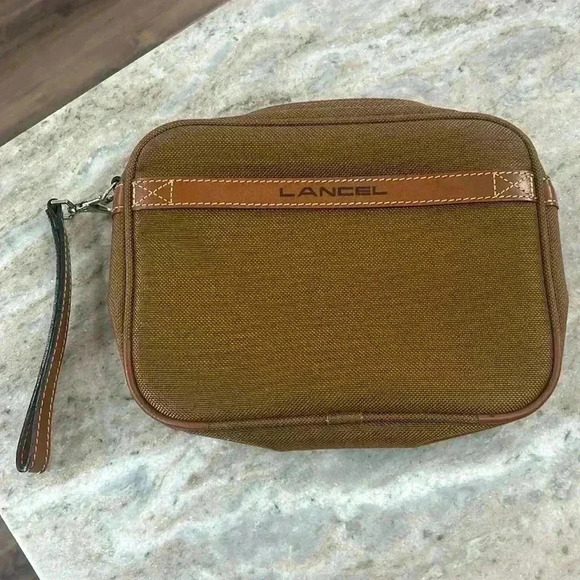 Lancel Other - Lancel Paris Canvas Toiletry Dopp Bag Travel Camel Color Brown trim